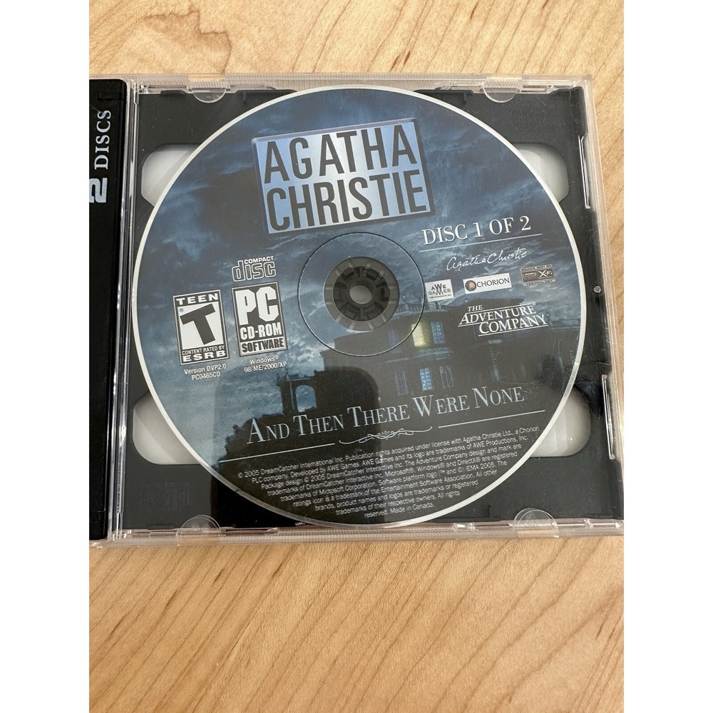 Agatha Christie And Then There Were None PC Game CD-ROM 2 Disc Set 2005